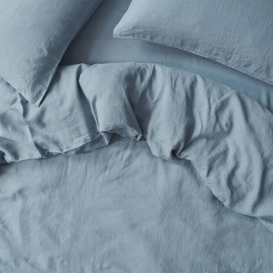 Dusk Blue Linen Blend Duvet Cover