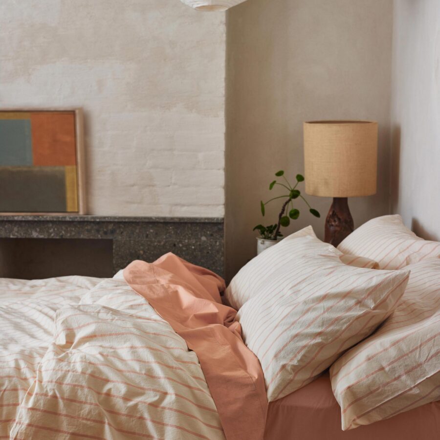 Blush Pink Slumber Stripe Cotton Duvet Cover