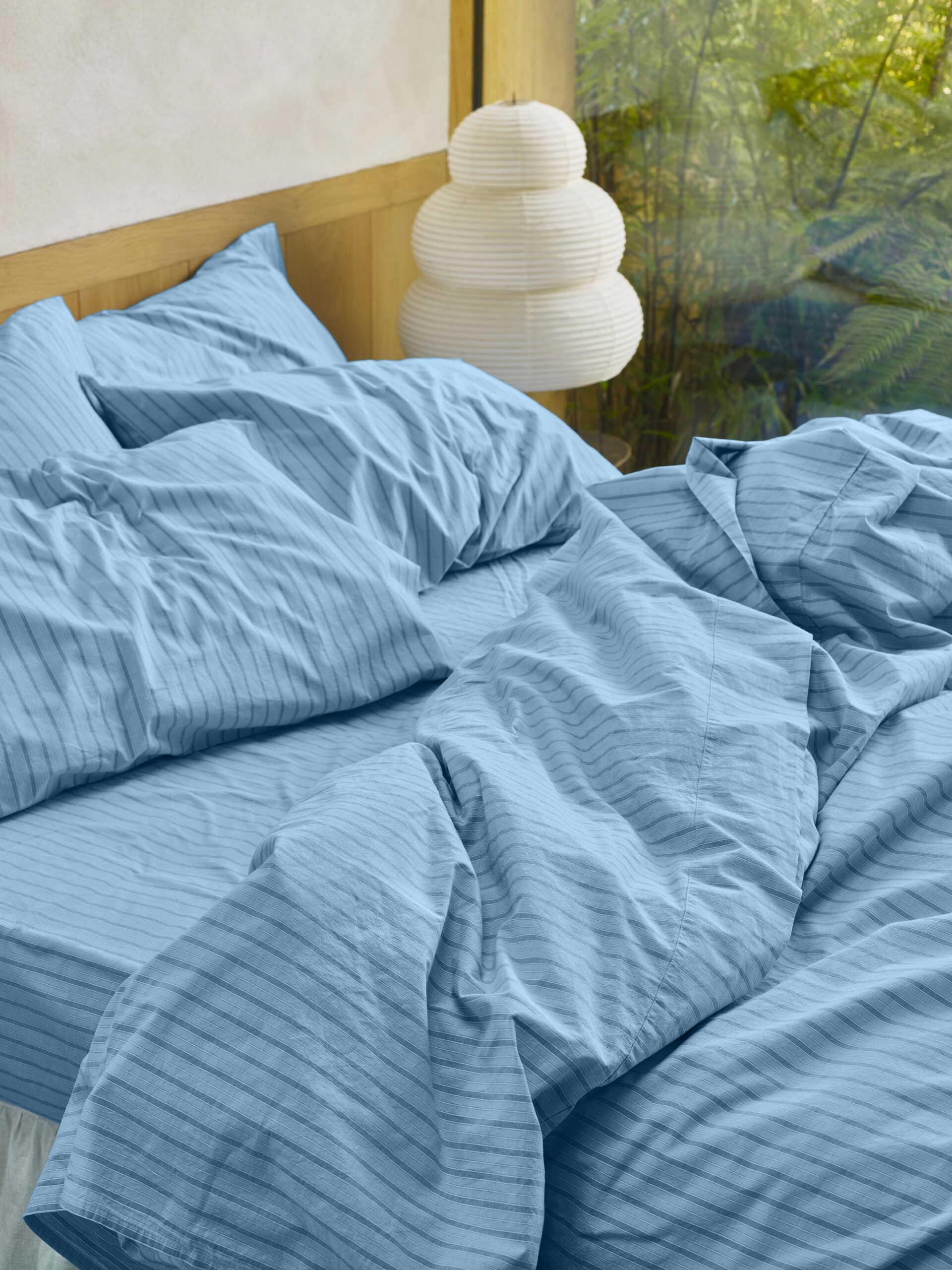 Pale Blue Favorite Shirt Stripe Cotton Duvet Cover - Image 2