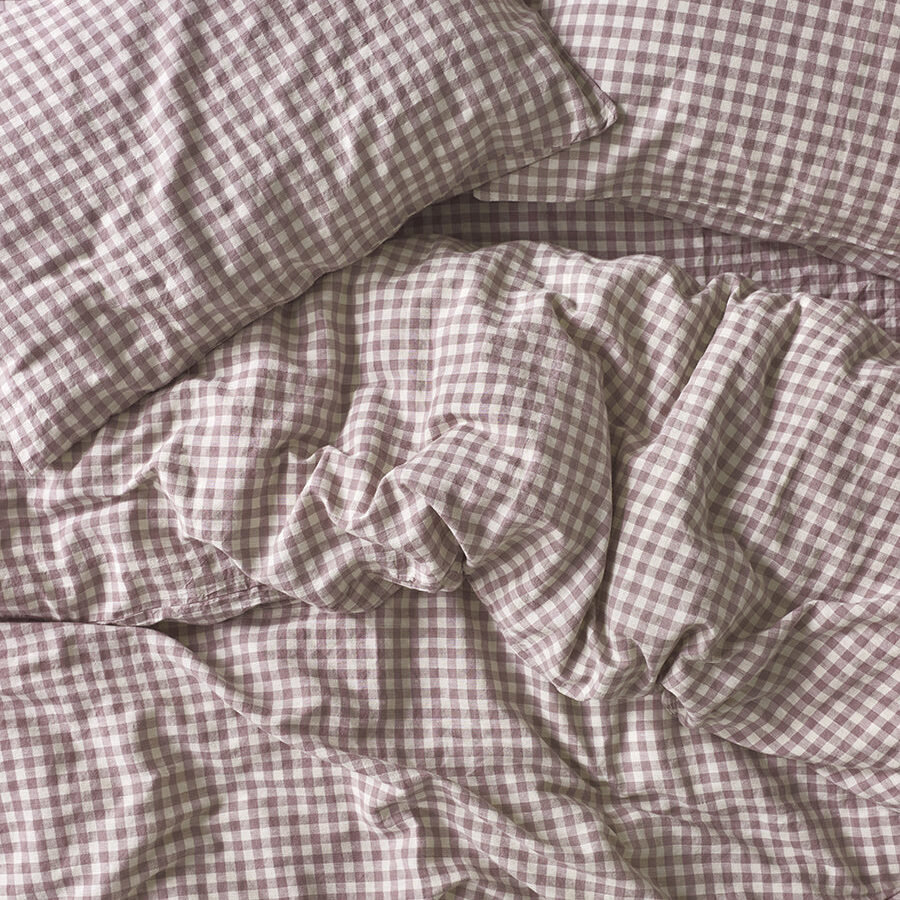 Elderberry Gingham Linen Blend Duvet Cover