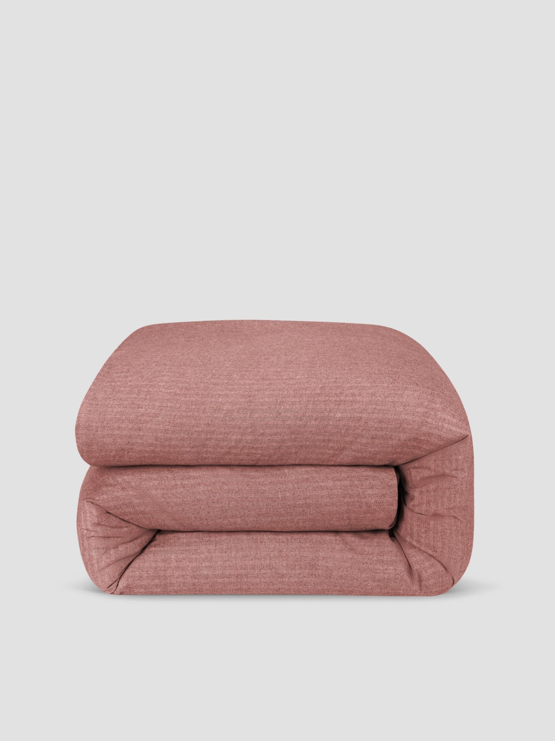 Auburn Red Herringbone Flannel Cotton Duvet Cover - Image 2