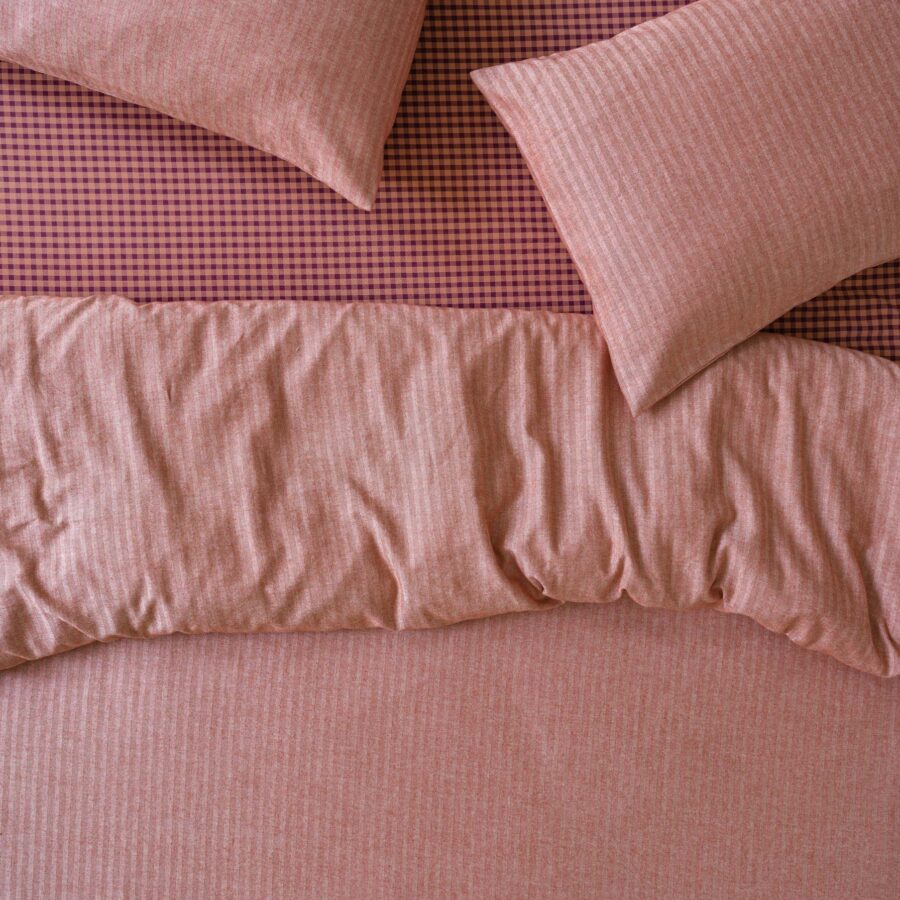 Auburn Red Herringbone Flannel Cotton Duvet Cover