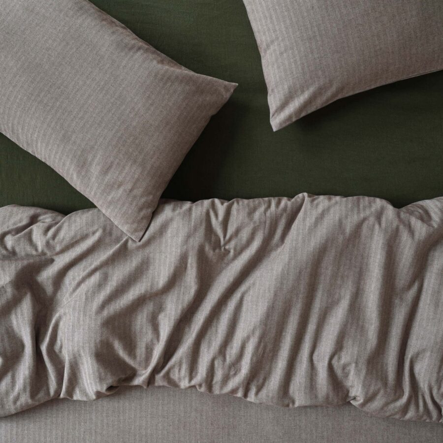 Mocha Herringbone Flannel Cotton Duvet Cover