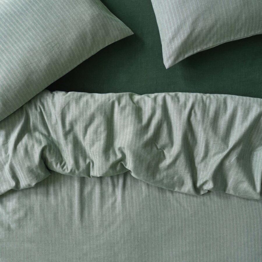 Spruce Green Herringbone Flannel Cotton Duvet Cover