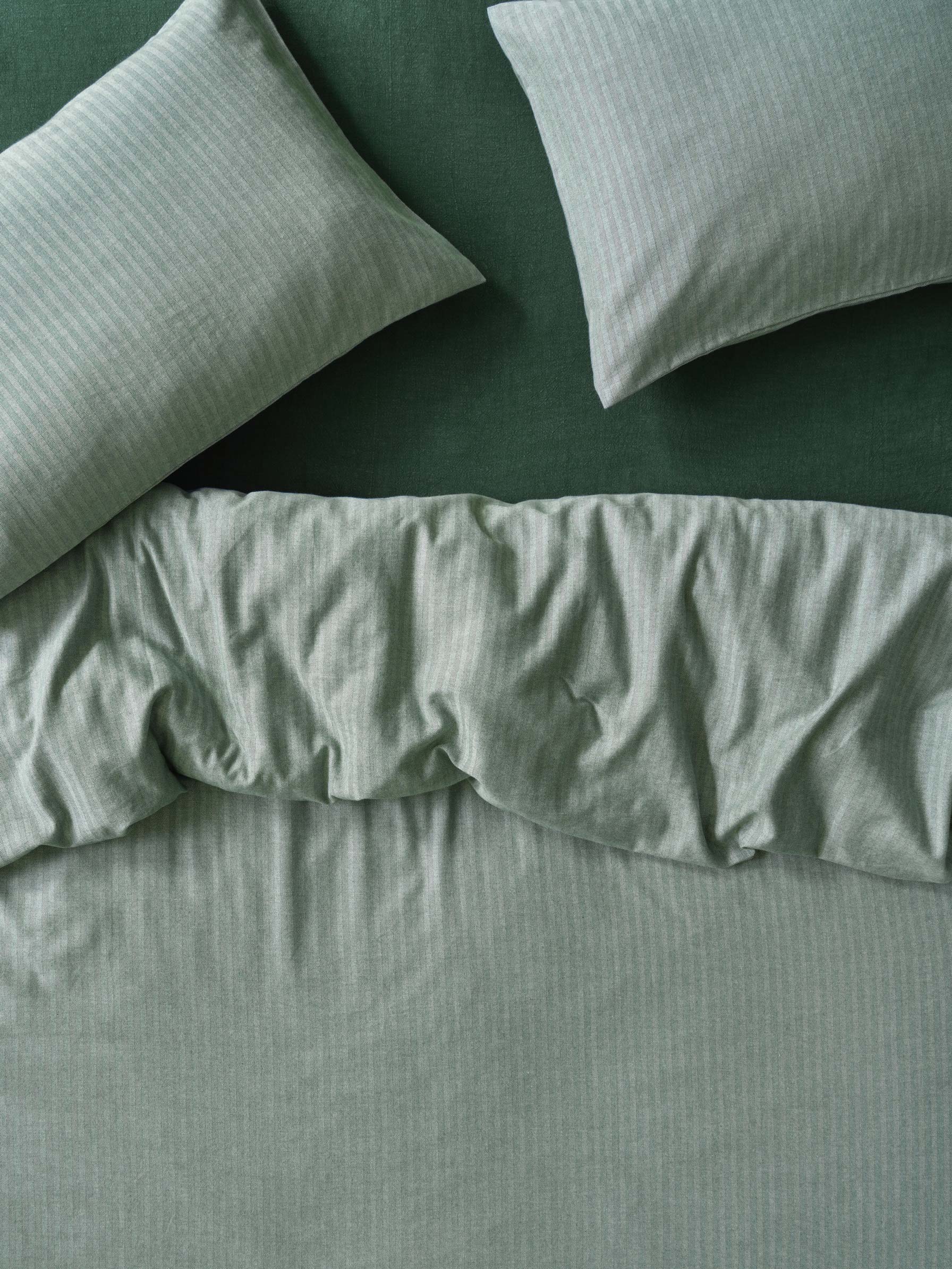 Spruce Green Herringbone Flannel Cotton Duvet Cover