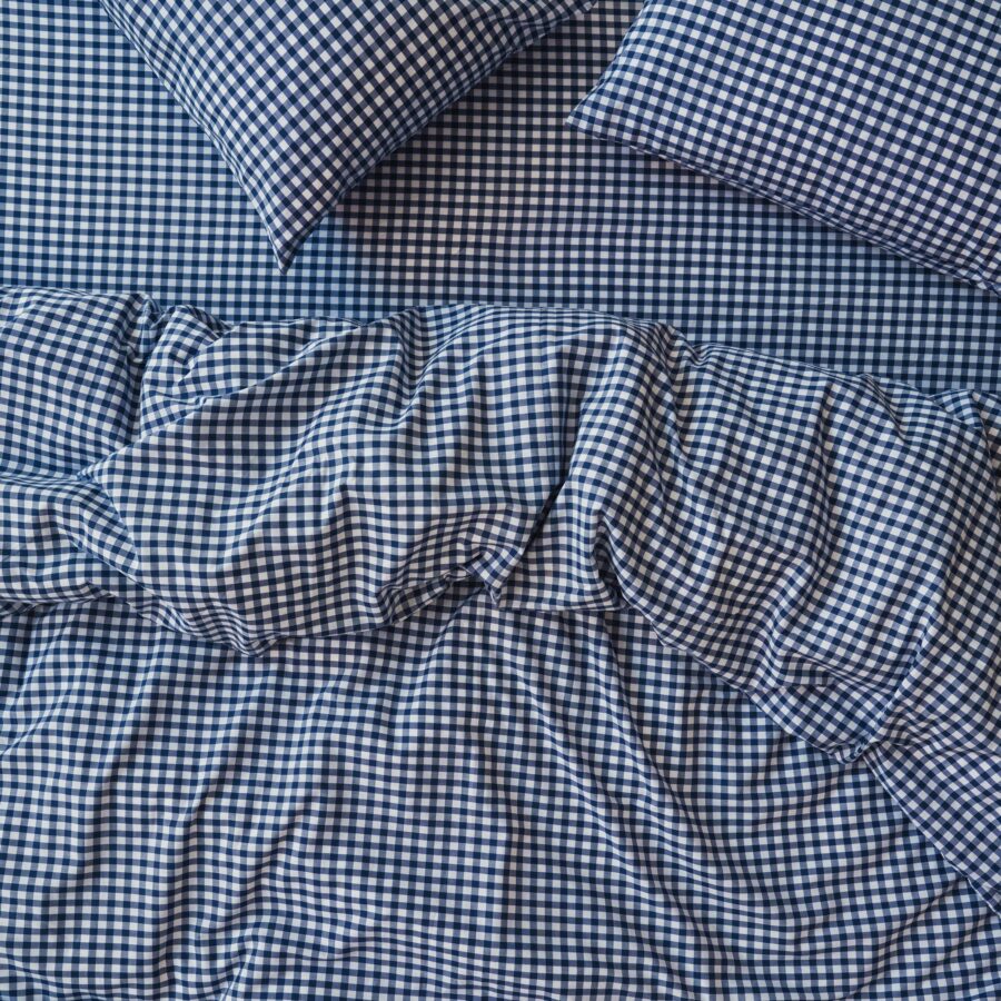 Indigo Small Gingham Cotton Duvet Cover