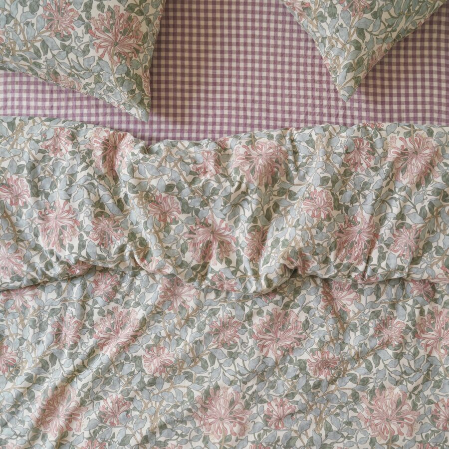 Soft Sage Honeysuckle Linen Blend Duvet Cover