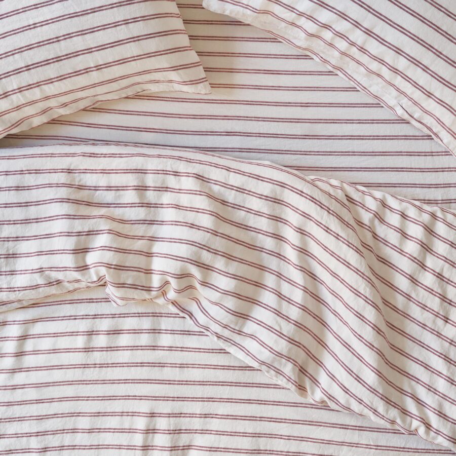 Rhubarb Kemptown Stripe Linen Blend Duvet Cover