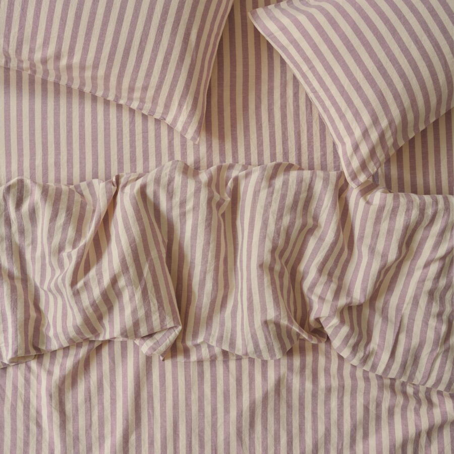 Elderberry Pembroke Stripe Linen Blend Duvet Cover