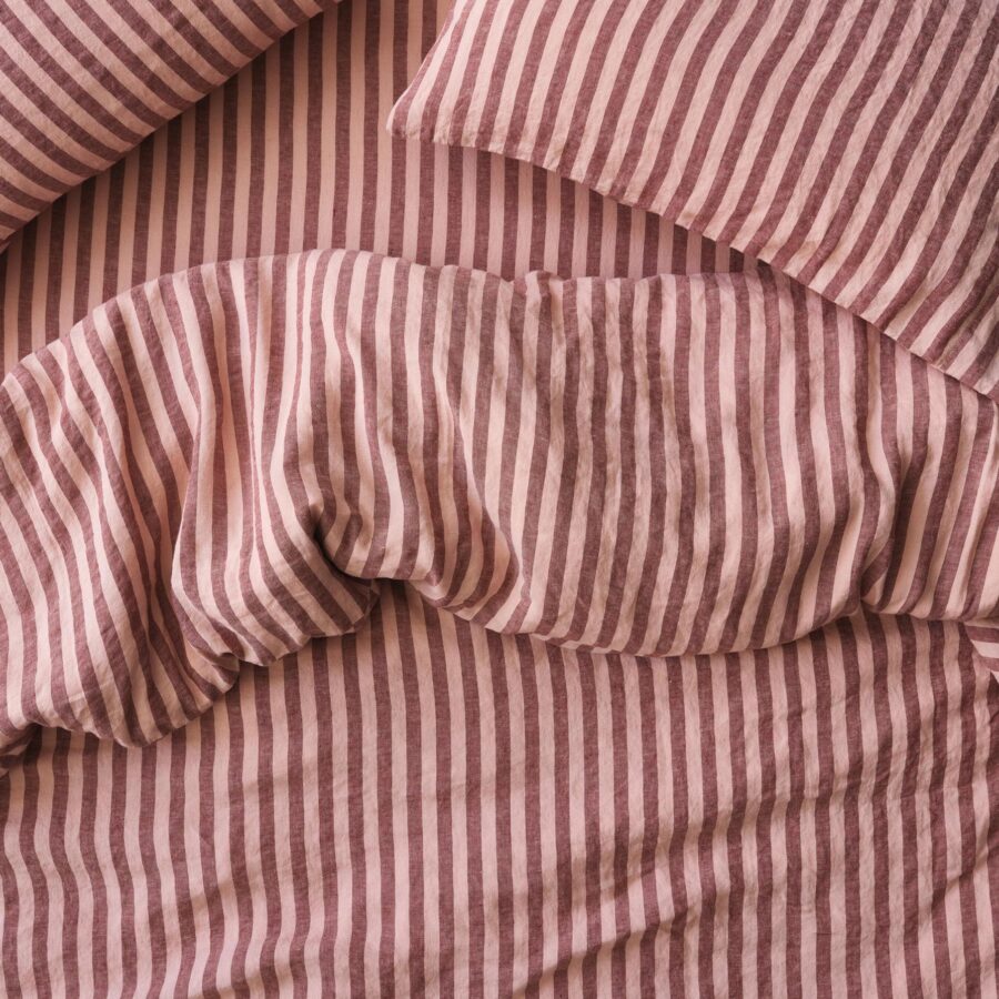 Rhubarb & Rose Pembroke Stripe Linen Blend Duvet Cover