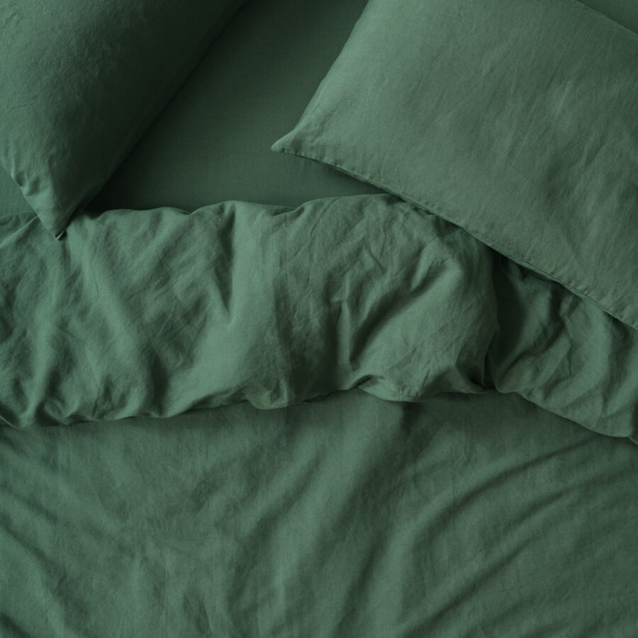 Elm Green Linen Blend Duvet Cover