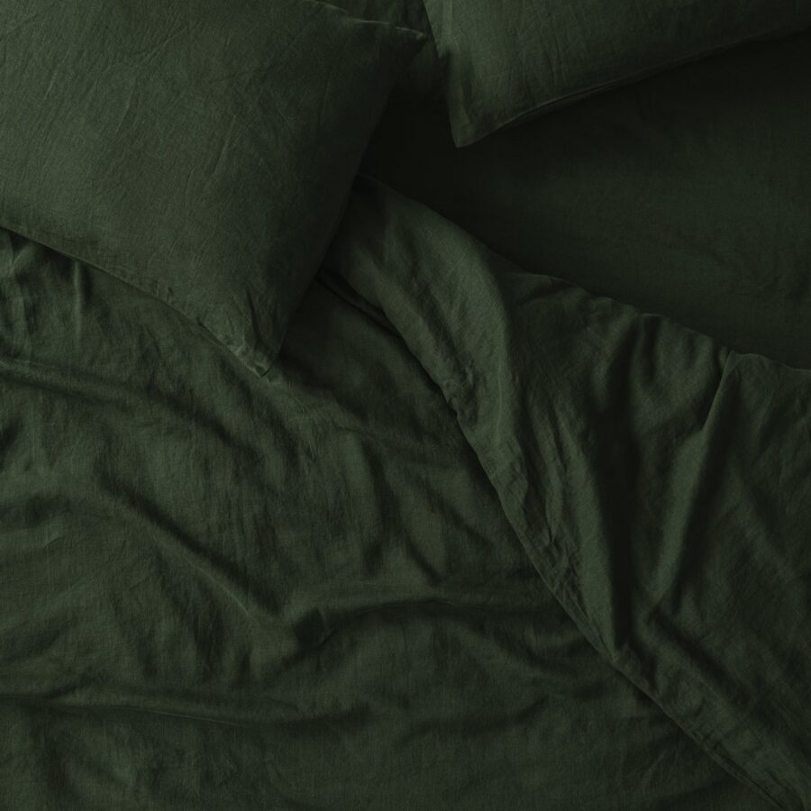 Fern Green Linen Blend Duvet Cover