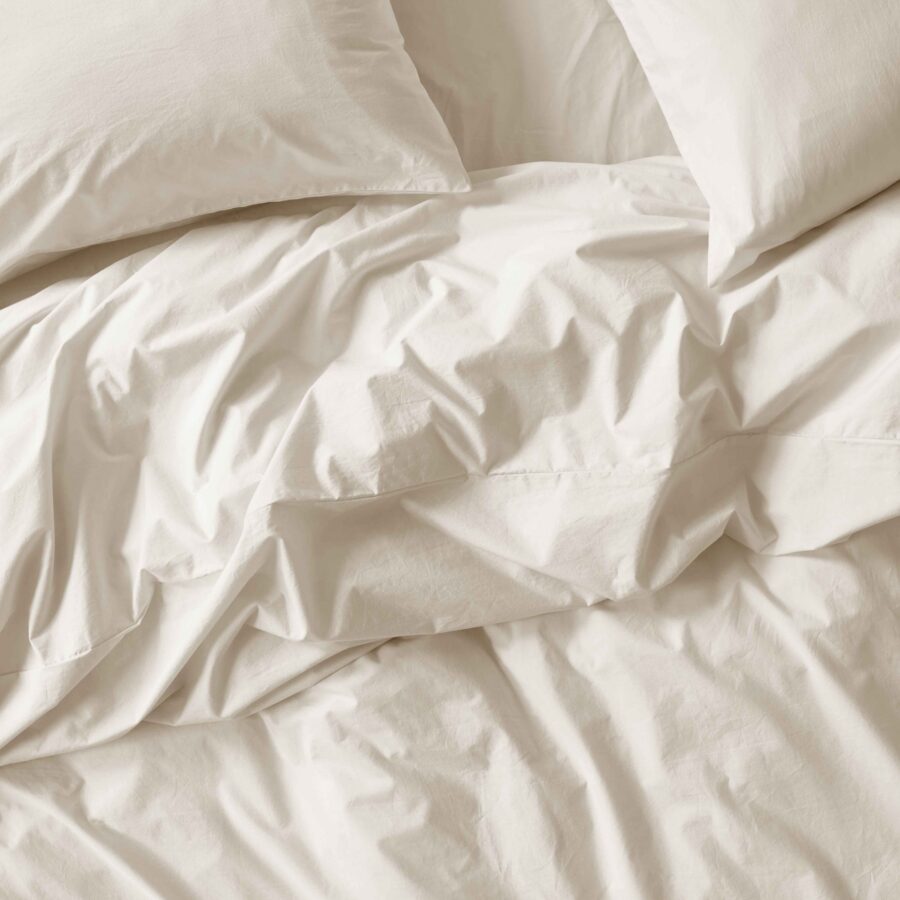 Mindful Cream Washed Cotton Percale Duvet Cover