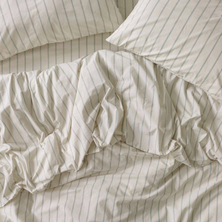 Mellow Green Slumber Stripe Cotton Duvet Cover