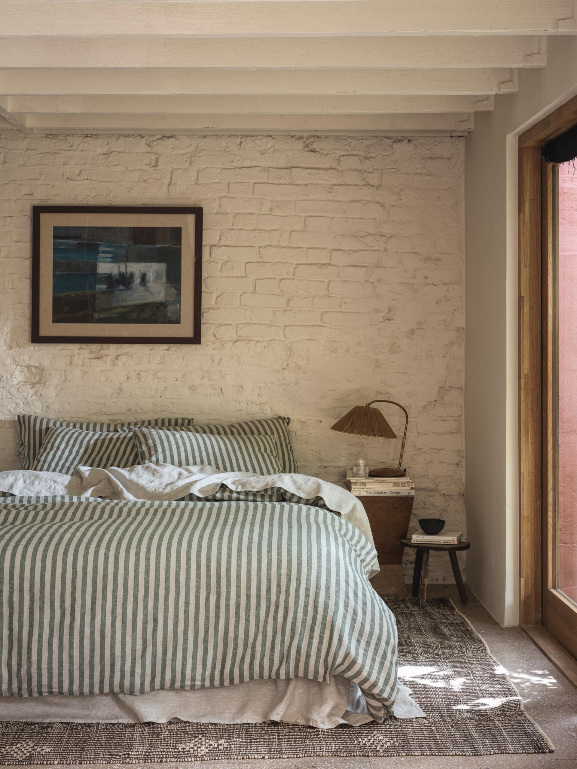 Fern Green Pembroke Stripe Linen Blend Duvet Cover - Image 2