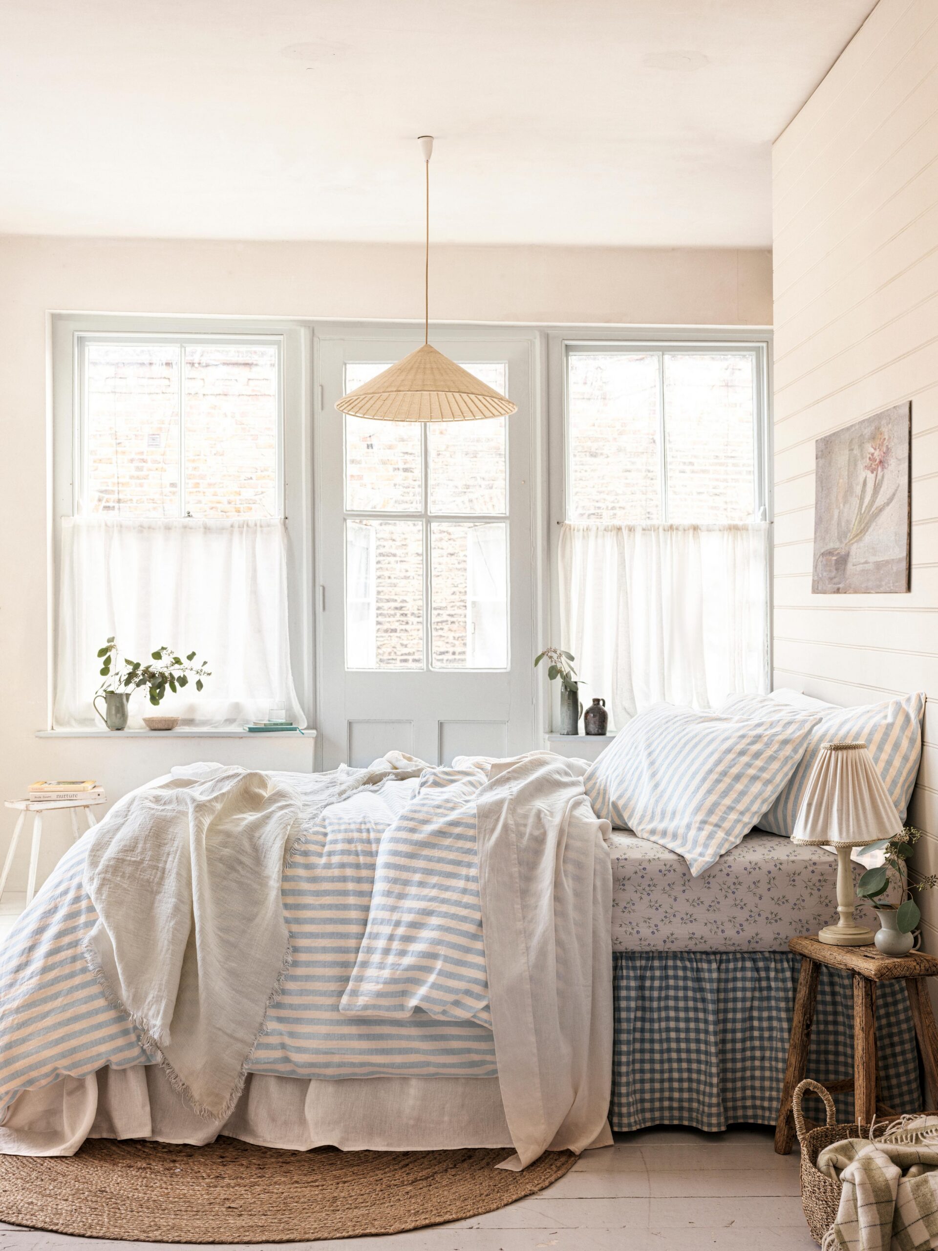 Coastal Blue Pembroke Stripe Linen Blend Duvet Cover - Image 2