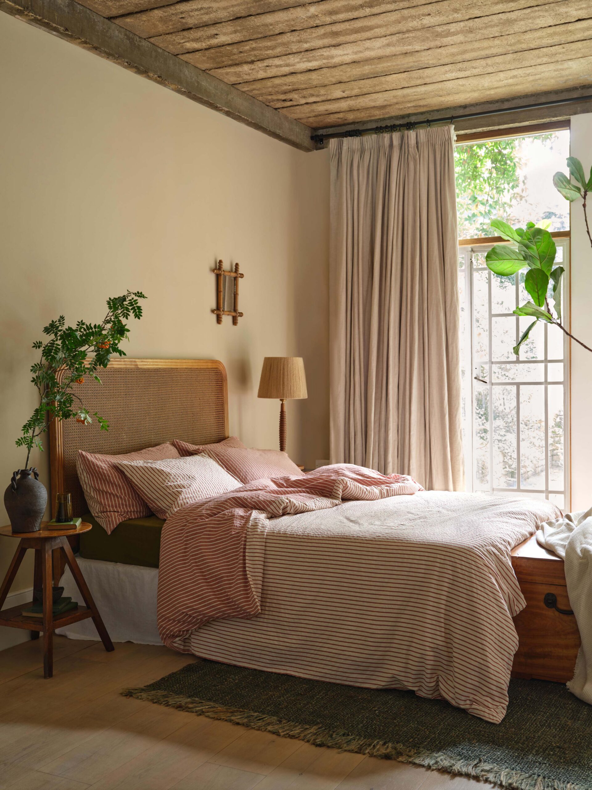 Auburn Red Textured Stripe Cotton Duvet Cover - Image 2