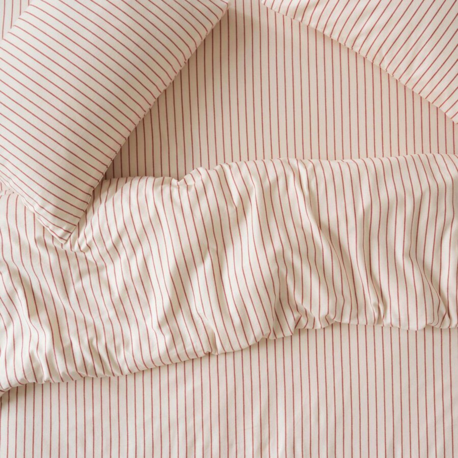 Red Clayton Stripe Flannel Cotton Duvet Cover
