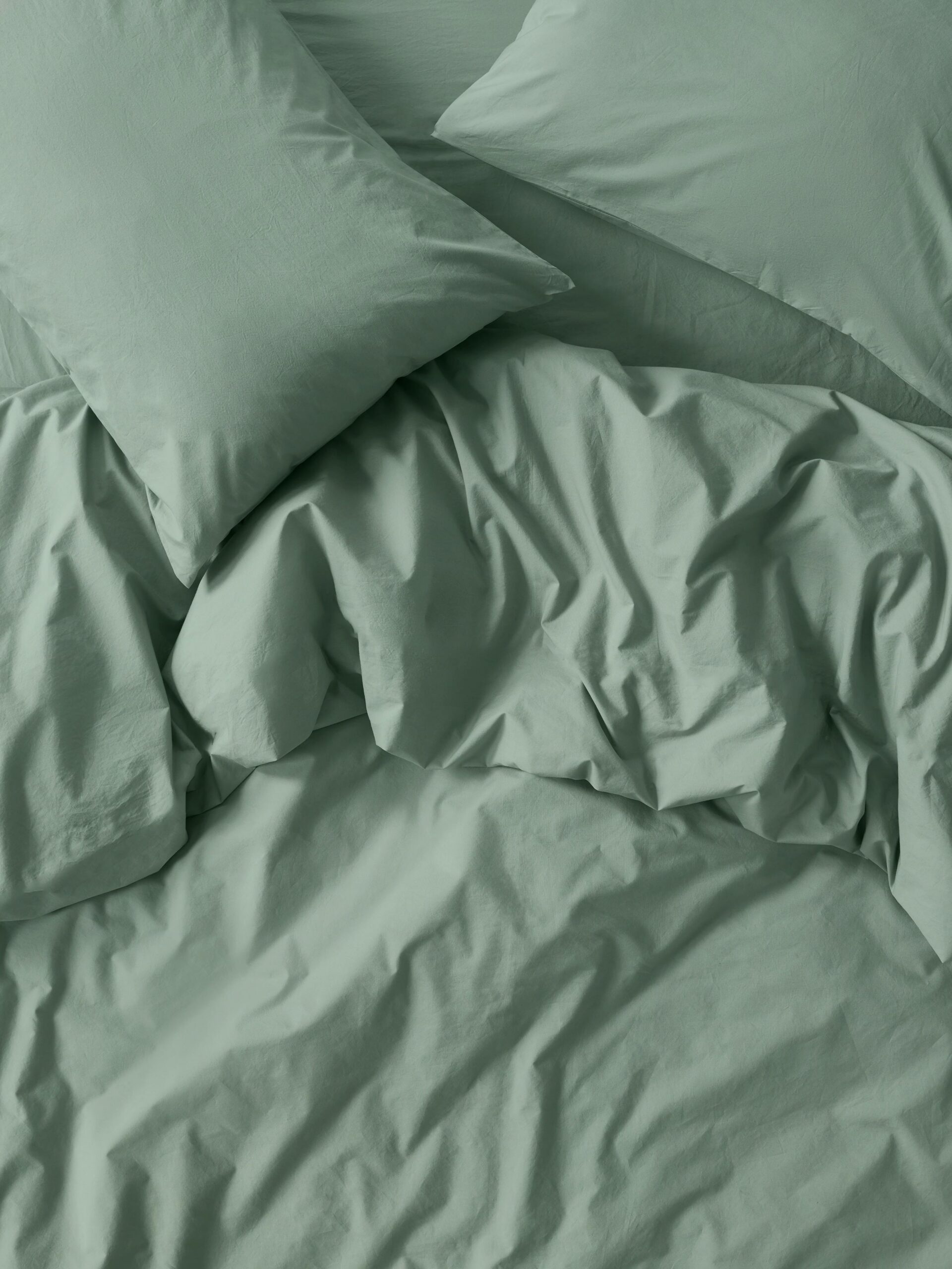 Mellow Green Washed Cotton Percale Duvet Cover