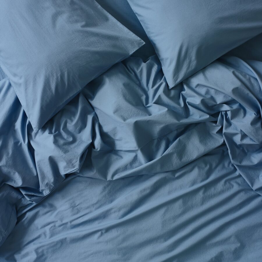 Cove Blue Washed Percale Cotton Duvet Cover