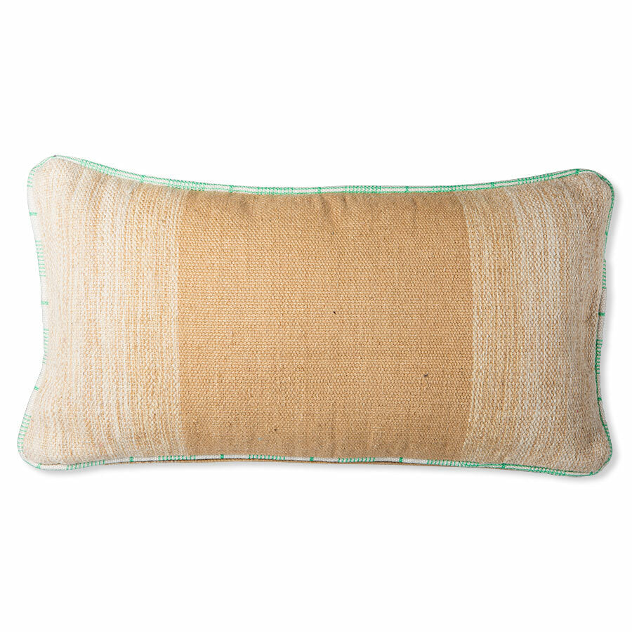 Hand woven wool lumbar pillow - Camel