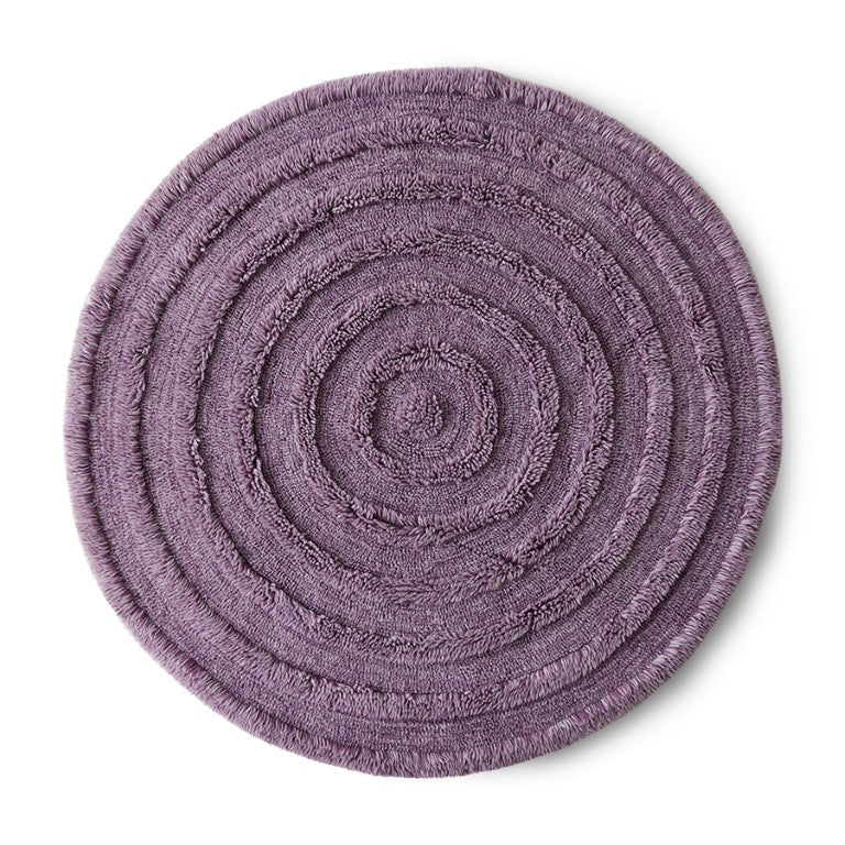 Round woolen rug soft lilac