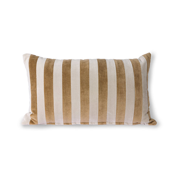 Striped velvet accent pillow - brown