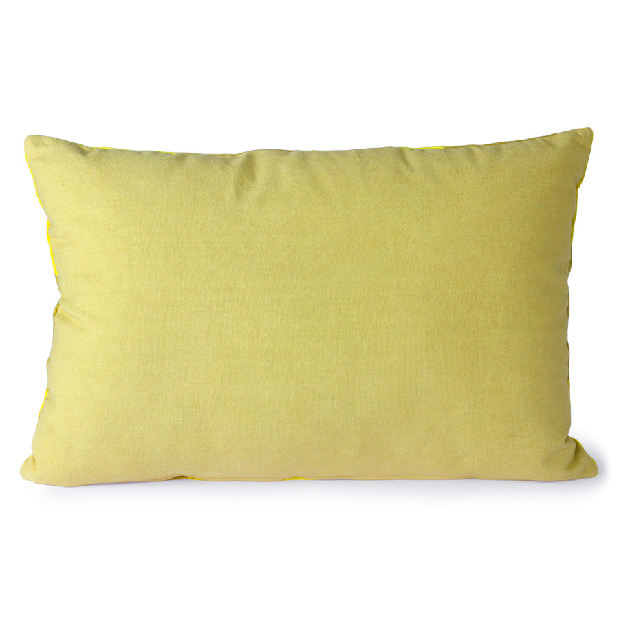 Striped velvet pillow yellow / green - Image 3