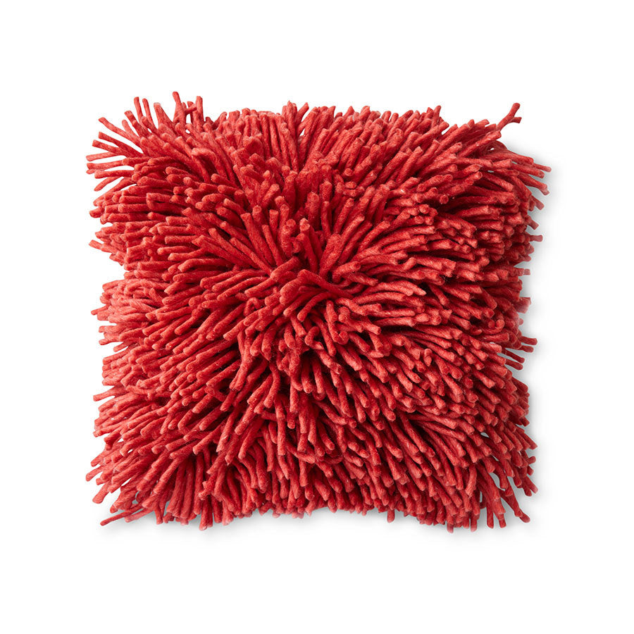 Rugged woolen pillow - cherry