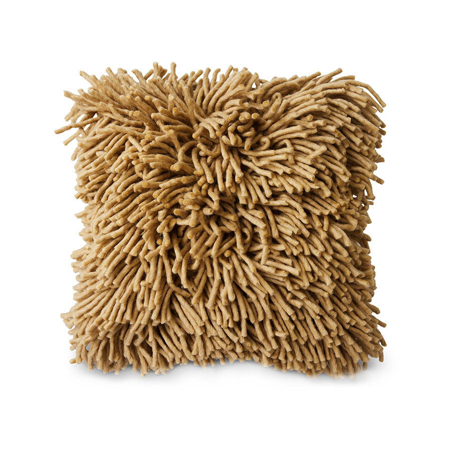 Rugged woolen pillow - olive