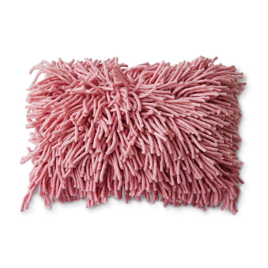 Rugged woolen pillow - pink