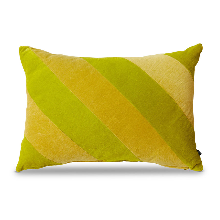 Striped velvet pillow yellow / green - Image 2