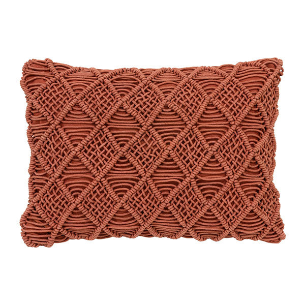 Macram?? throw pillow - coral